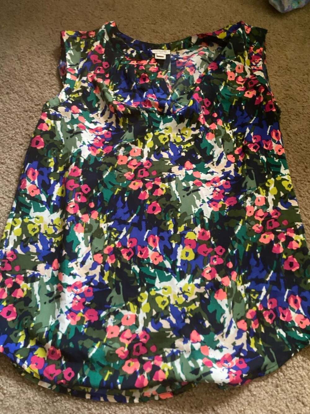 J.Crew Blouse Size 4 Multicolor Abstract Floral Sleeveless Top